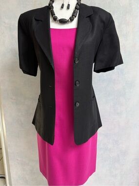Like New Dress Barn Black-Black Linen Short Sleeve Lined, Lightweight Jacket